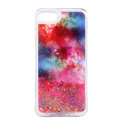 iPhone 7 Plus Design Glitter Liquid Star Dust Clear Case (Sky Hot Pink)